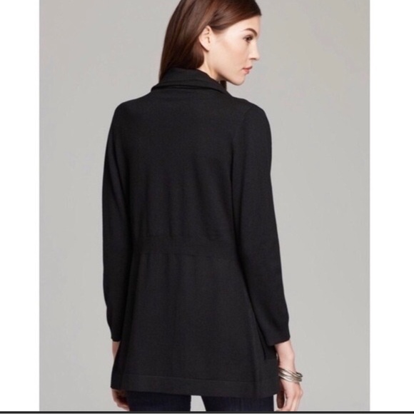 Theory Black Wool Open Drape Cardigan Sweater - Picture 2 of 8